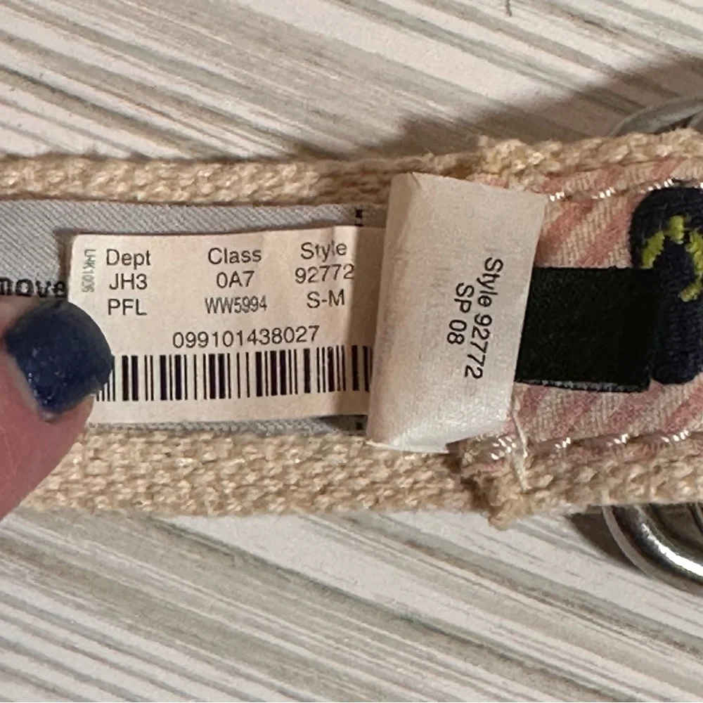 J. Crew Women's Pink Stripe Fabric Flip Flop Belt Size S/M - Picture 5 of 7